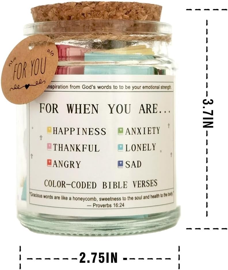 VANWYCHEN Bible Verses Jar, the Hope Jar Read Me When Bible Verses Jar with Colored Bible Verses, Scripture Prayer Jar Bible Gifts for Women Church Faith Based - Image 3